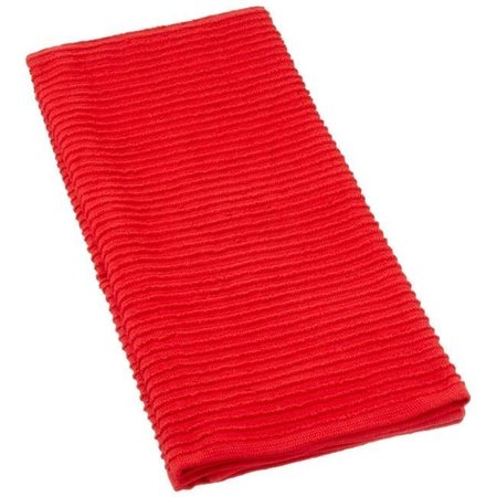 MUKITCHEN MuKitchen 6615-1526 18 by 28in. Ruby; Ridged Texture 100 Percent Cotton Dishtowel - Case Pack of 4 6615-1526